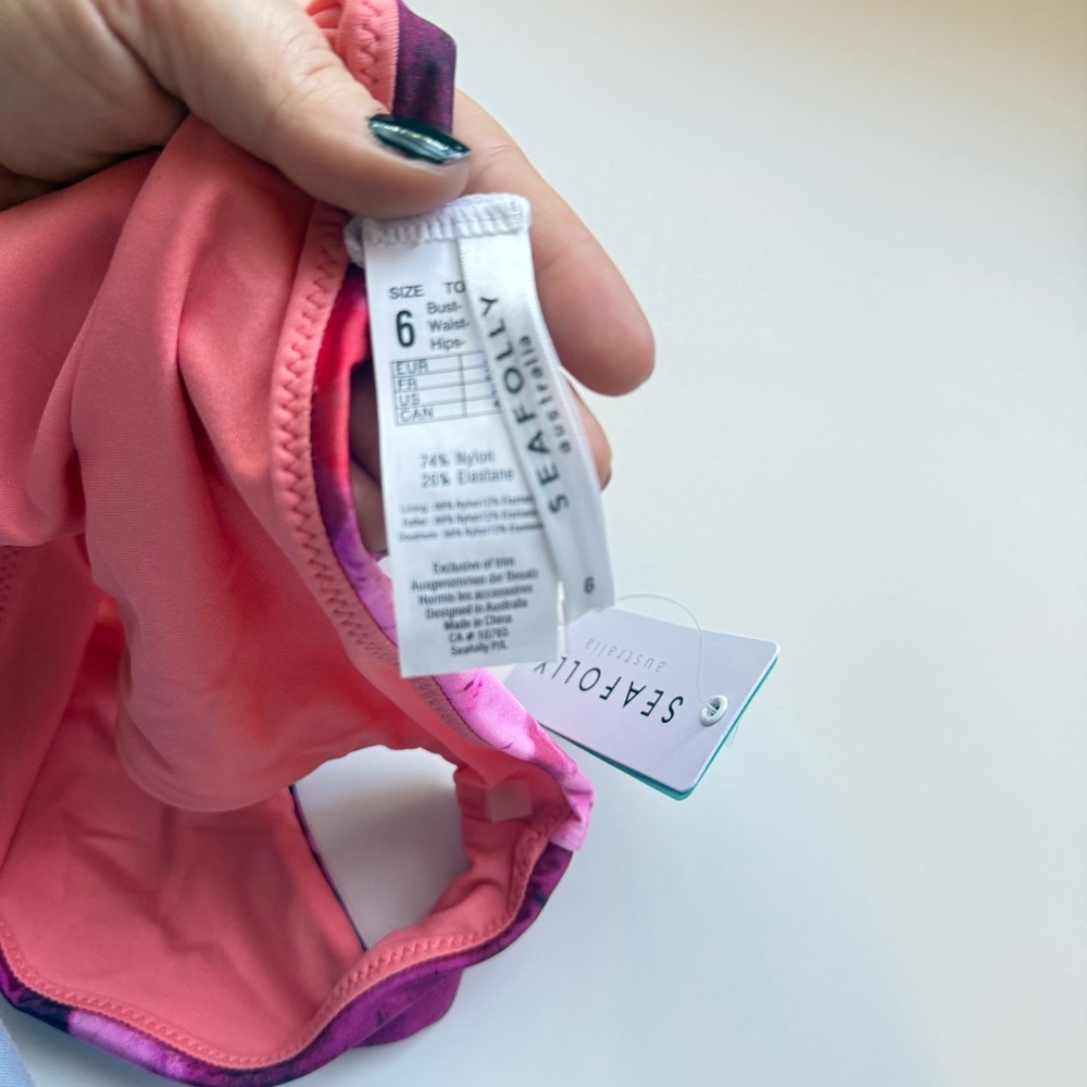Seafolly Austrailia Anthropologie Swimsuit Bikini Bottom Ombré Fuchsia Pink Sz 2 - Picture 4 of 6